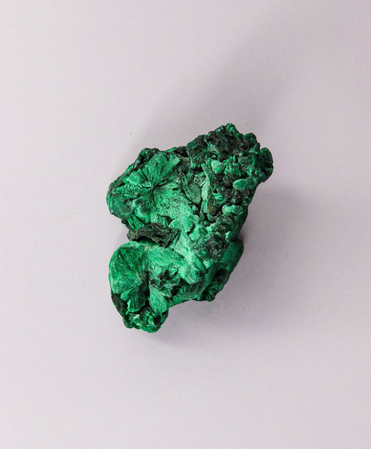 Vivid green malachite, a natural copper ore mineral